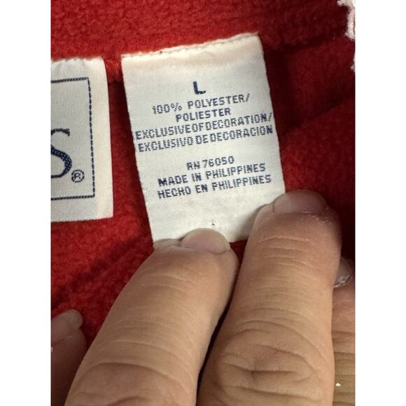 Vintage Basic Editions Red L Fleece Embroidered Snowflakes Christmas Sweater - Picture 3 of 14